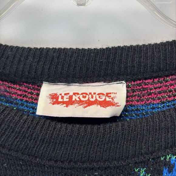 Vintage Le Rouge 80s Black Floral Sweater Size Large - Picture 3 of 5
